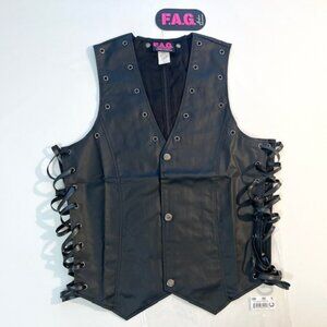 Andrew Christian Size L Cotton Blend Faux Leather Look Vest - Black